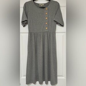 EUC Polagram Gray MIDI Dress with Buttons w/Pockets size S